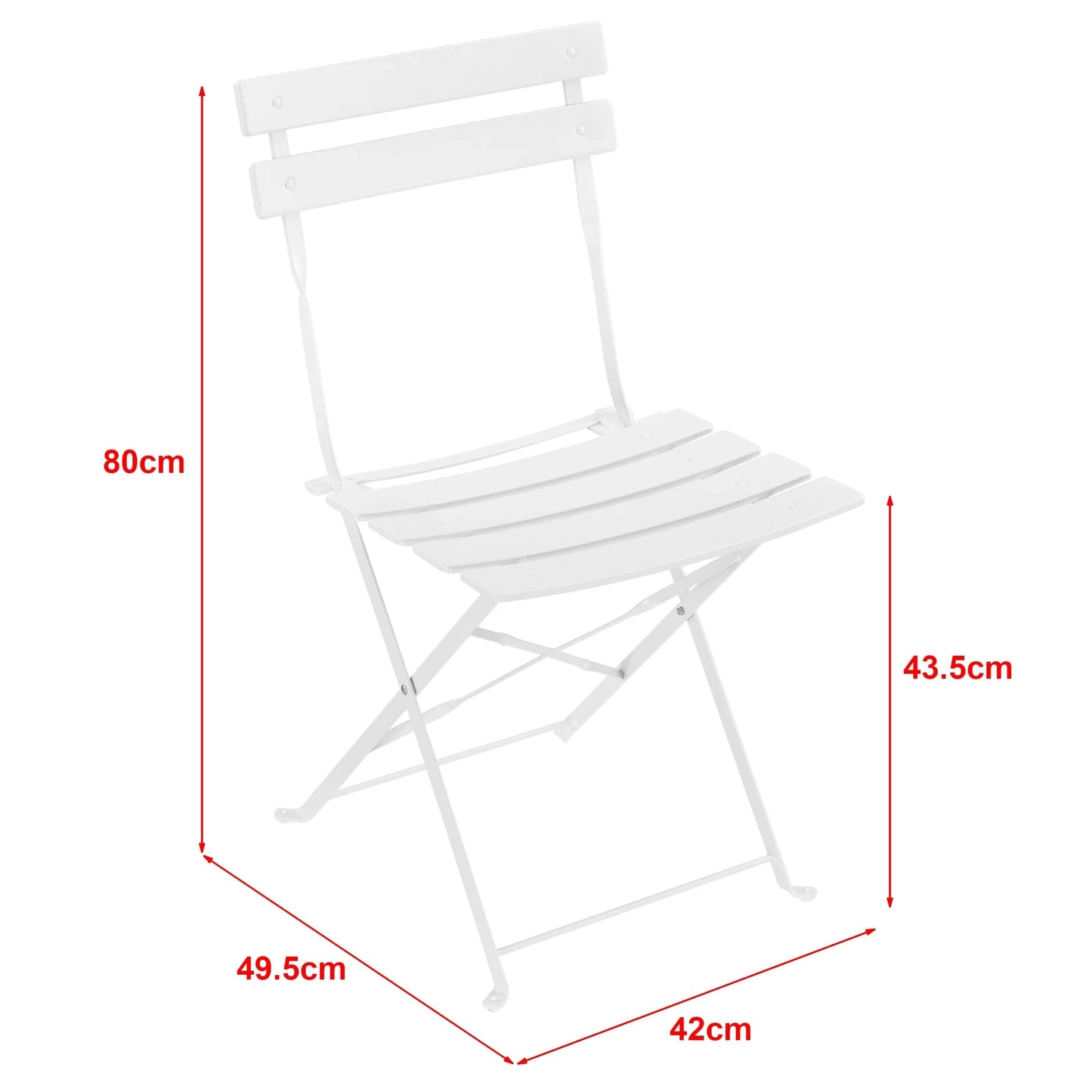 In And OutdoorMatch Bistroset Minna - Metalen Tuintafel - Met 2 Tuinstoelen - Wit - Opvouwbaar Garden set