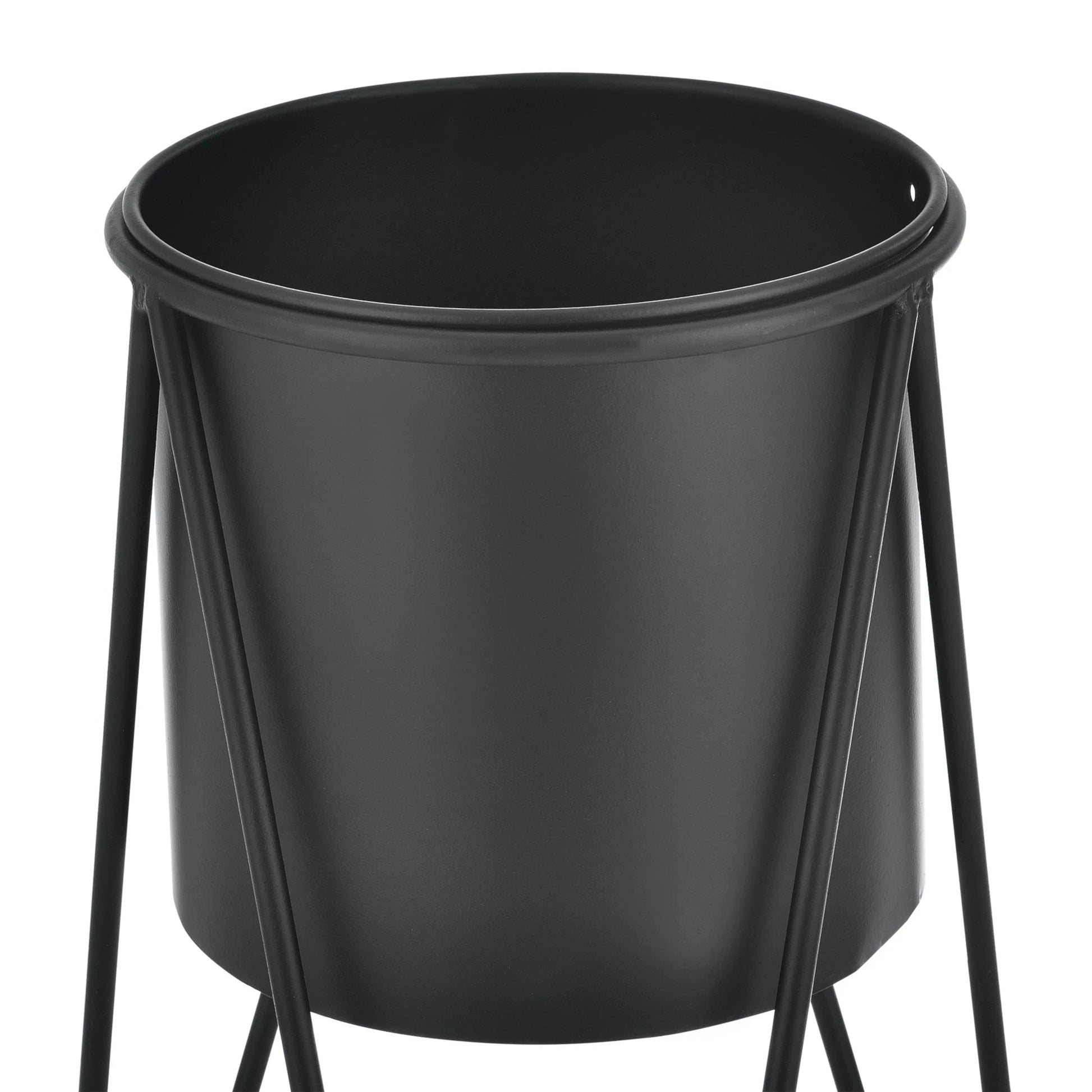 In And OutdoorMatch Bloempot Eddie - Op Standaard - Set van 2 - Metaal - Zwart - Modern design Flowerpot