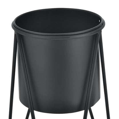 In And OutdoorMatch Bloempot Eddie - Op Standaard - Set van 2 - Metaal - Zwart - Modern design Flowerpot