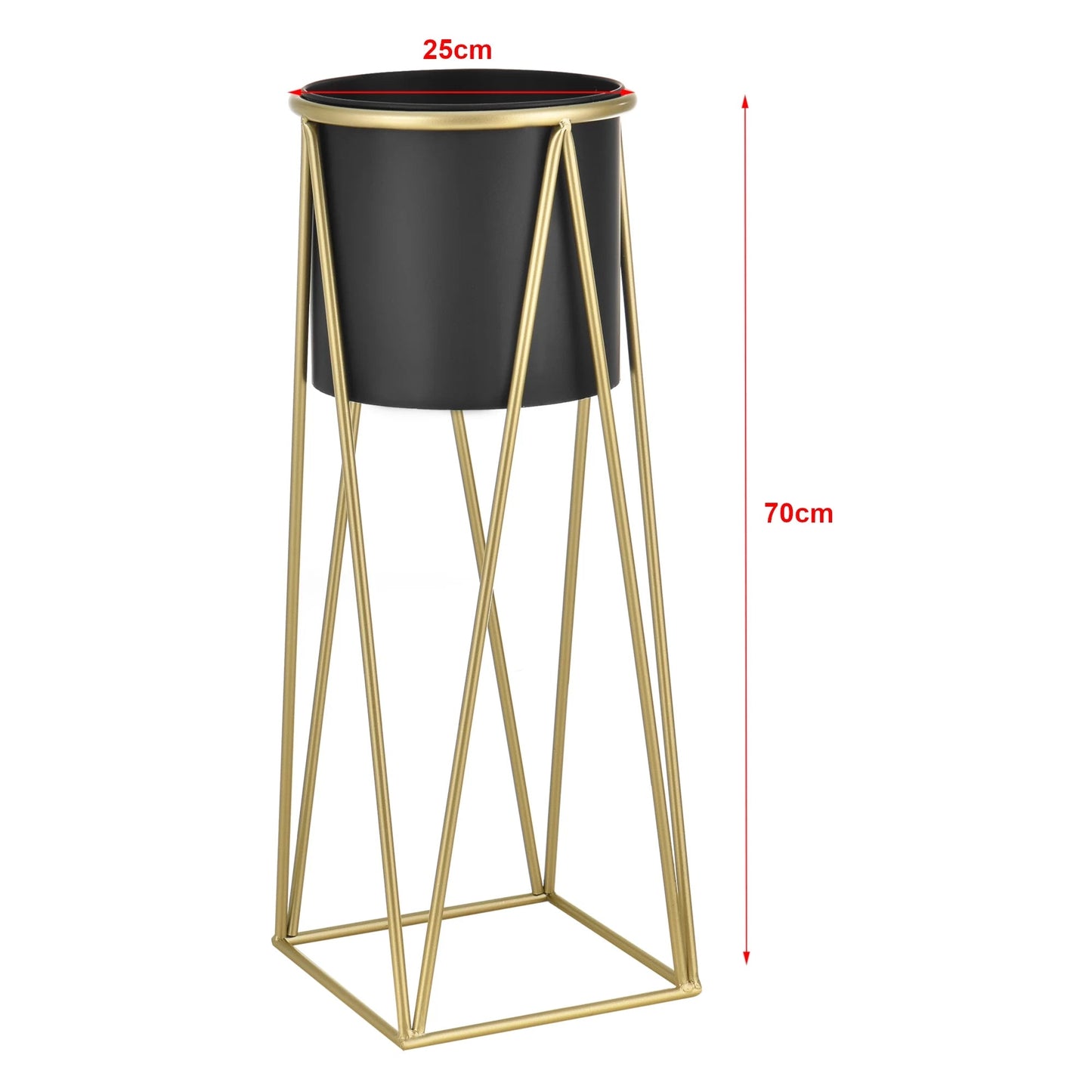 In And OutdoorMatch Bloempot Sarina - Op standaard - Set van 2 - Zwart en Messing - Metaal - Modern design Flowerpot