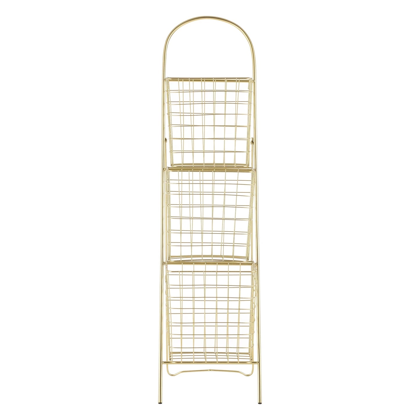 In And OutdoorMatch Bloempot Trapladder Elly - 106,5x26,5x55 cm - Messing - Metaal - Minimalistisch Design - Met 3 Bloempotten Ladder