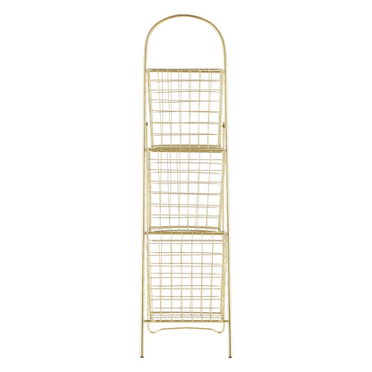 In And OutdoorMatch Bloempot Trapladder Elly - 106,5x26,5x55 cm - Messing - Metaal - Minimalistisch Design - Met 3 Bloempotten Ladder