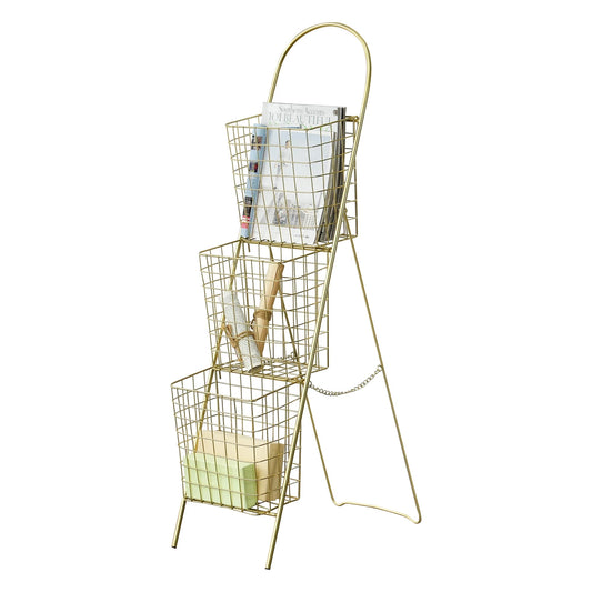 In And OutdoorMatch Bloempot Trapladder Elly - 106,5x26,5x55 cm - Messing - Metaal - Minimalistisch Design - Met 3 Bloempotten Ladder