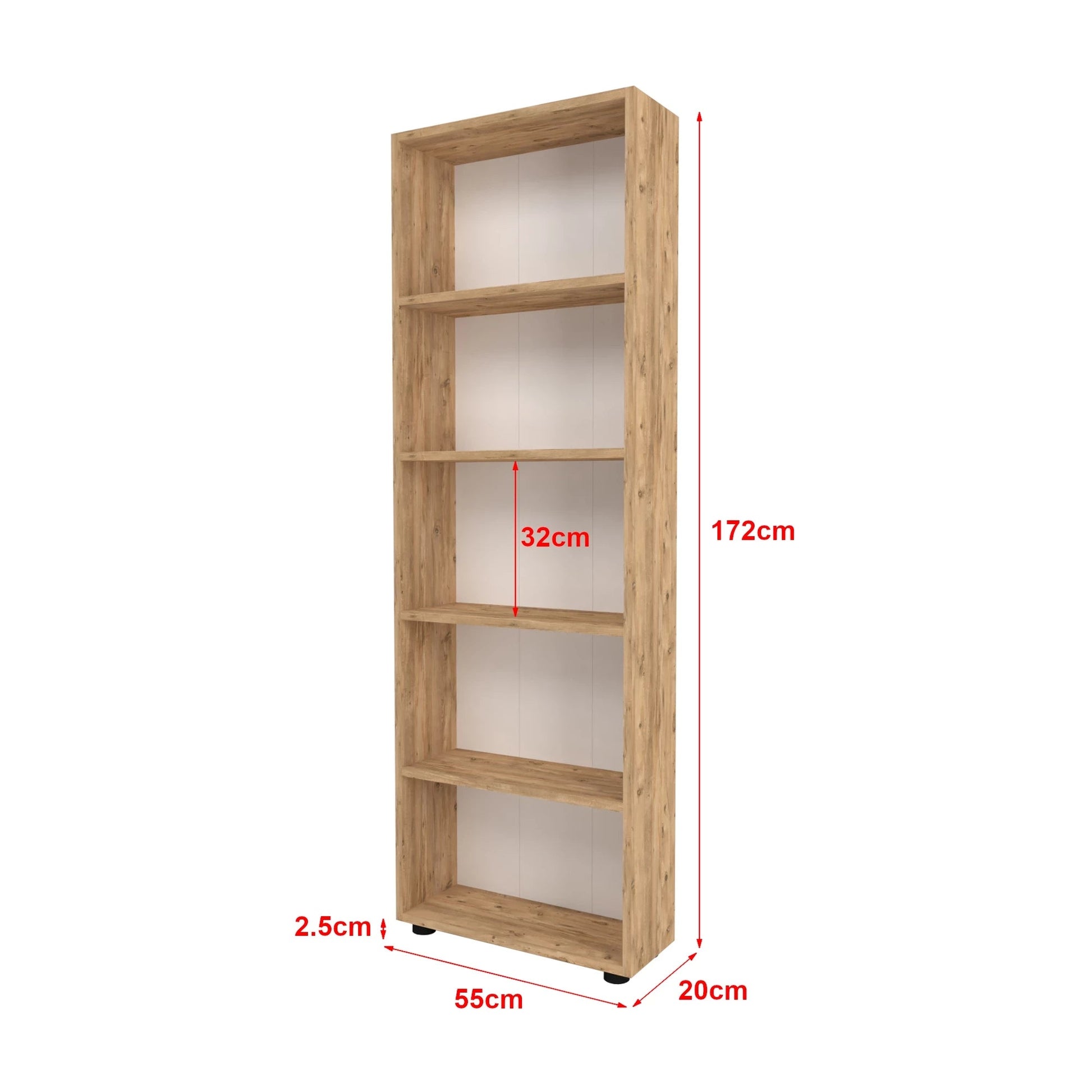 In And OutdoorMatch Boekenkast Jade - 172x55x20cm - Houtkleur - MDF Boekenkast