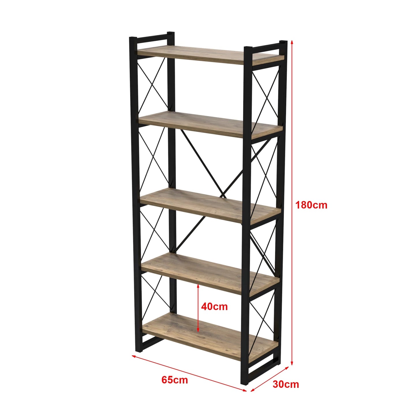 In And OutdoorMatch Boekenkast Jinny - Metaal en Spaanplaat - 180x65x30 - Favian-kleurig Boekenkast