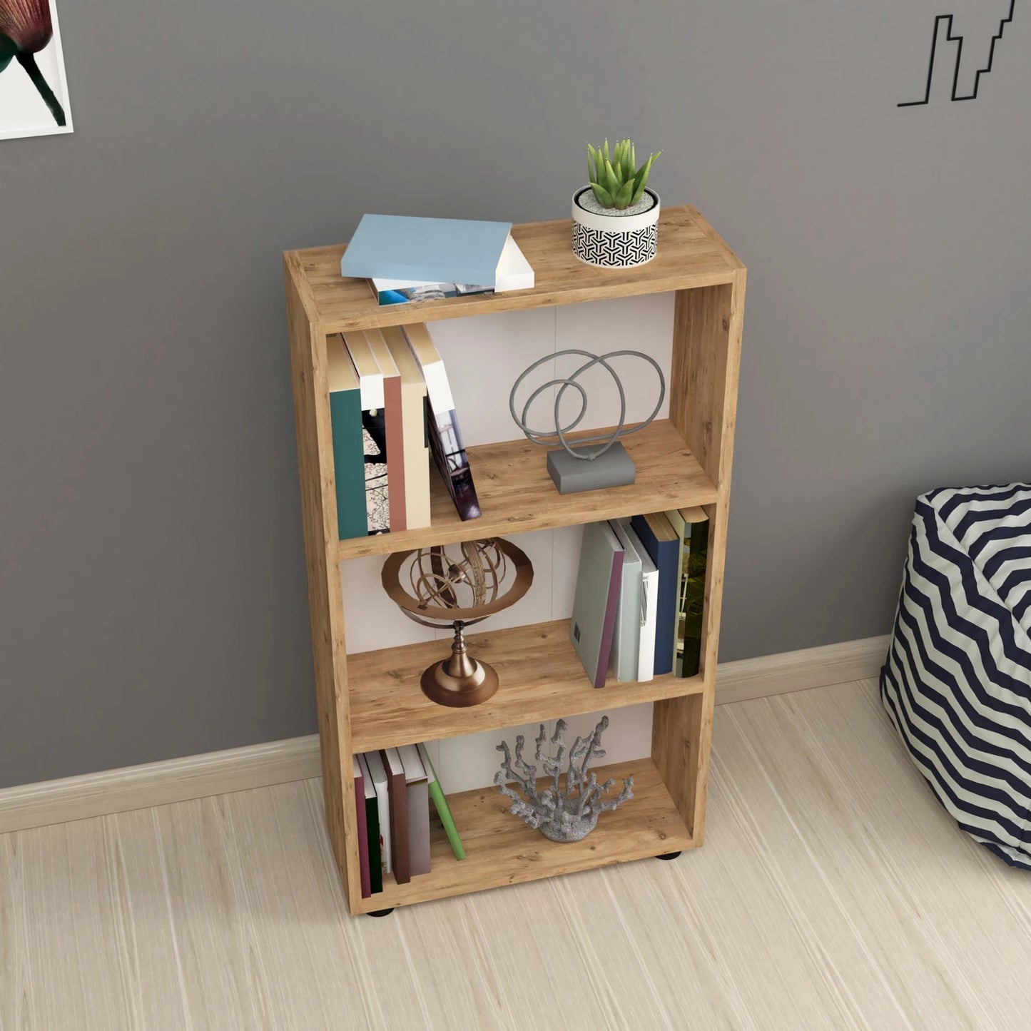 In And OutdoorMatch Boekenkast Plank Wendy - 106x55x20 cm - Eiken - Spaanplaat - Decoratieve Boekenkast Boekenkast