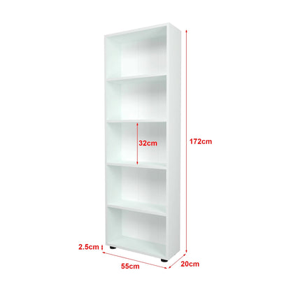 In And OutdoorMatch Boekenkastplank Jony - 172x55x20cm - Wit - MDF Boekenkast