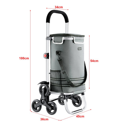 In And OutdoorMatch Boodschappentrolley Yadira - 100x45x36 cm - Donkergrijs - Non-Slip Grip - Opvouwbaar - 41 liter Keuken Trolley