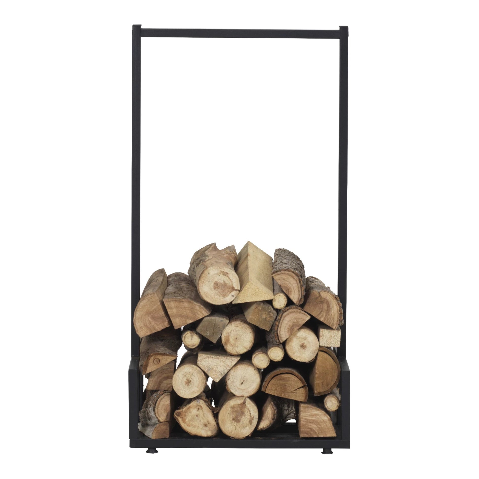 In And OutdoorMatch Brandhout Rek Wissie - Rek - Houtopslag - 50x35x95 cm - Metaal - Zwart Houtrek