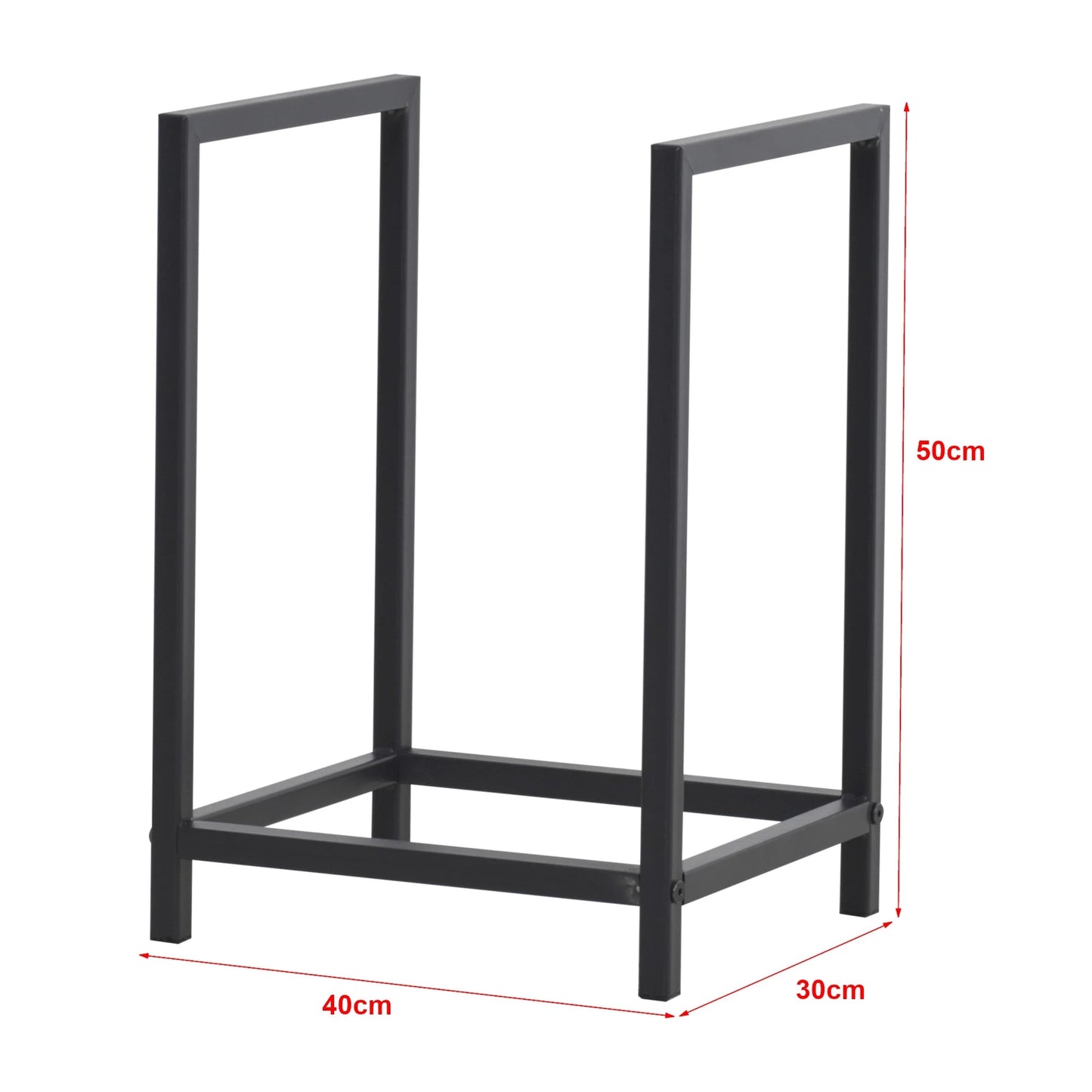 In And OutdoorMatch Brandhoutrek Gregor - Houtopslag - 40x30x50 cm - Zwart - Staal Houtrek