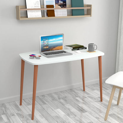 In And OutdoorMatch Bureau Gigi - Laptoptafel - 70x105x60 cm - Wit en Houtkleurig - Spaanplaat en Beukenhout - Stijlvol Design Desk