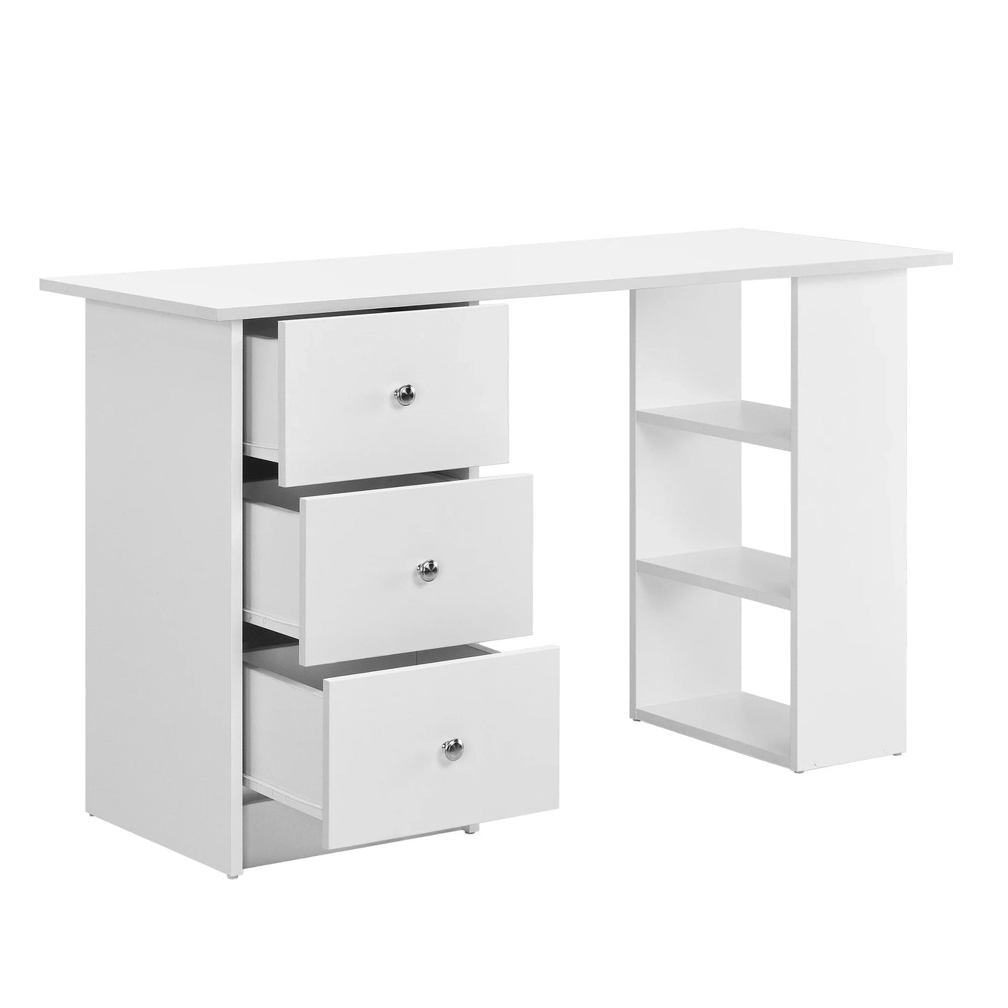 In And OutdoorMatch Bureau Ginni - Met 3 Laden - En Compartimenten - 120x49x72 cm - Wit - Decoratief Bureau - Praktisch Desk