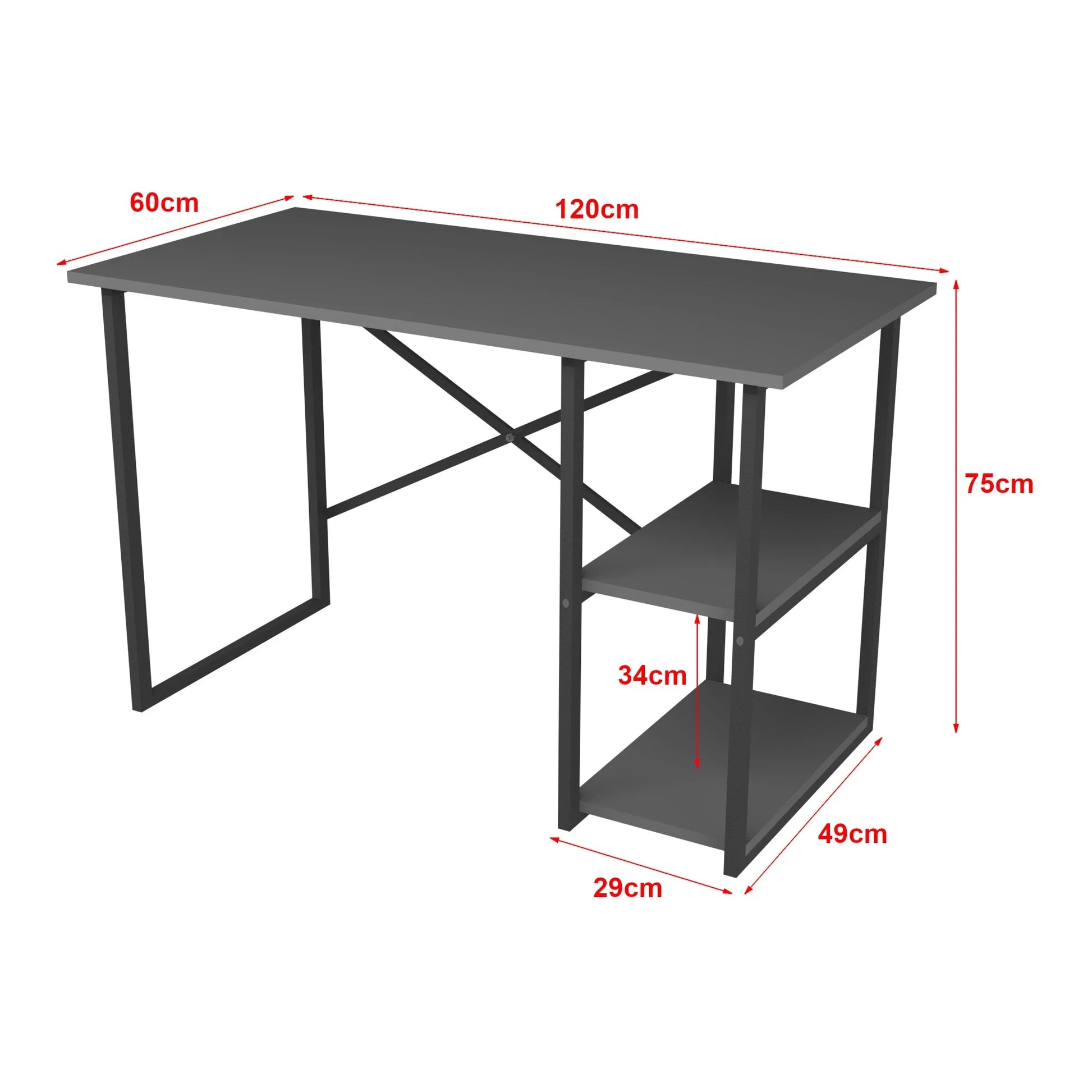 In And OutdoorMatch Bureau Jolanthe - Metaal en MDF - 75x120x60cm - Zwart Desk