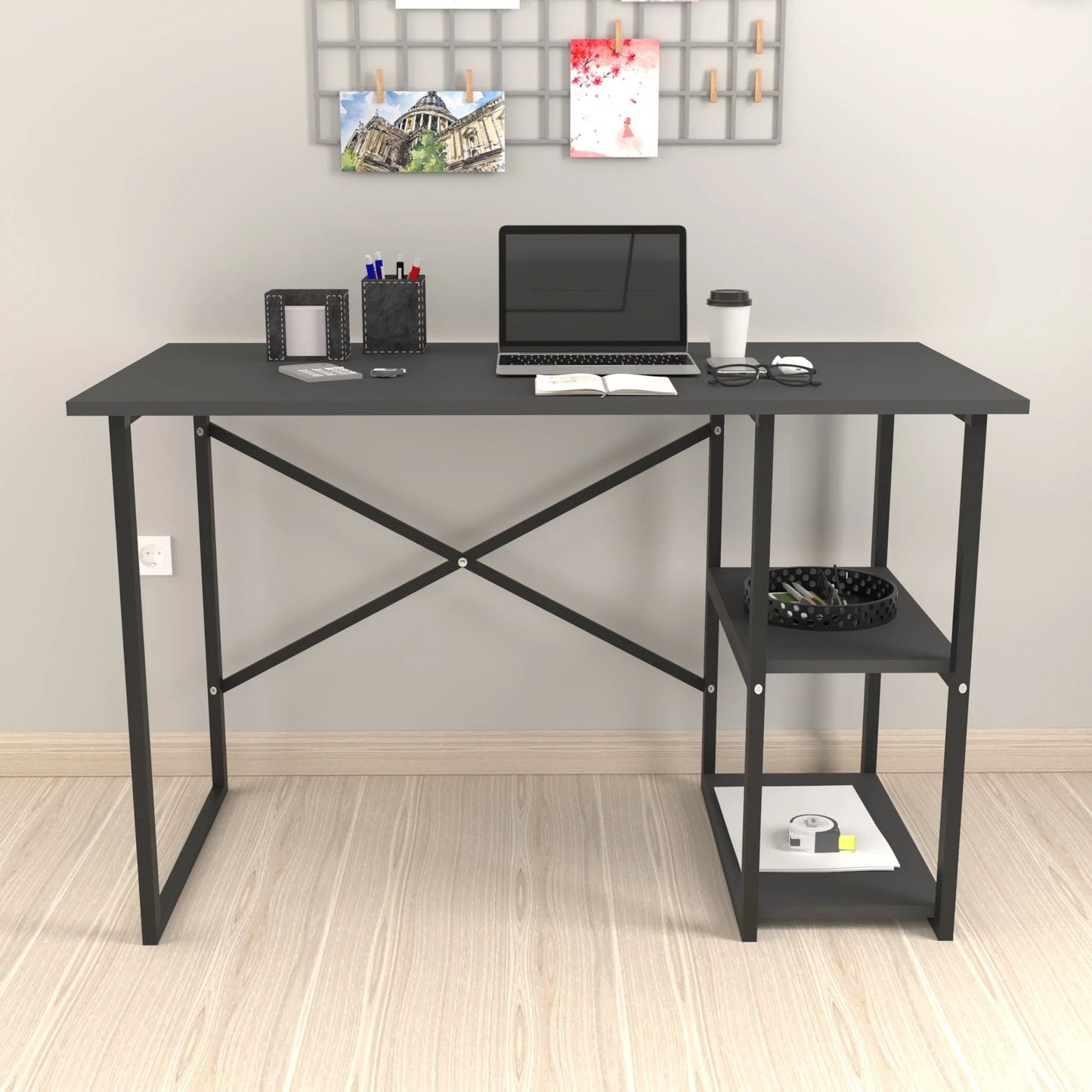 In And OutdoorMatch Bureau Jolanthe - Metaal en MDF - 75x120x60cm - Zwart Desk