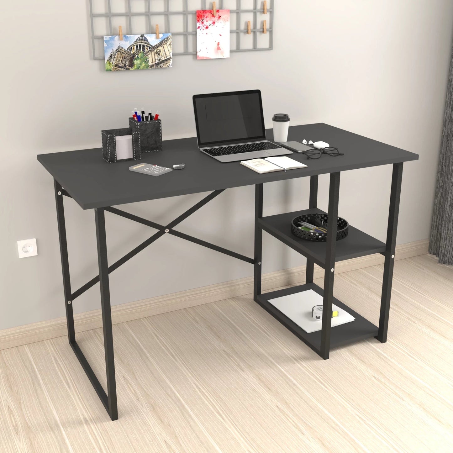 In And OutdoorMatch Bureau Jolanthe - Metaal en MDF - 75x120x60cm - Zwart Desk