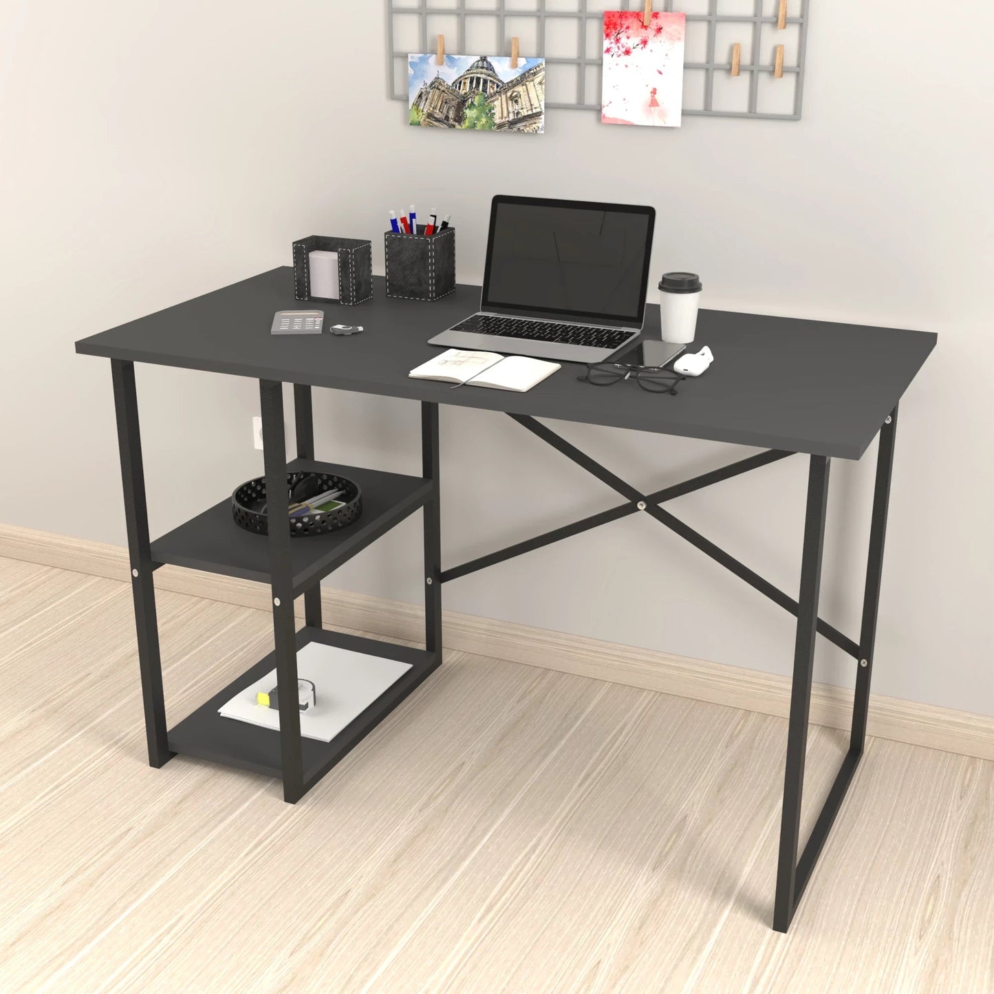 In And OutdoorMatch Bureau Jolanthe - Metaal en MDF - 75x120x60cm - Zwart Desk