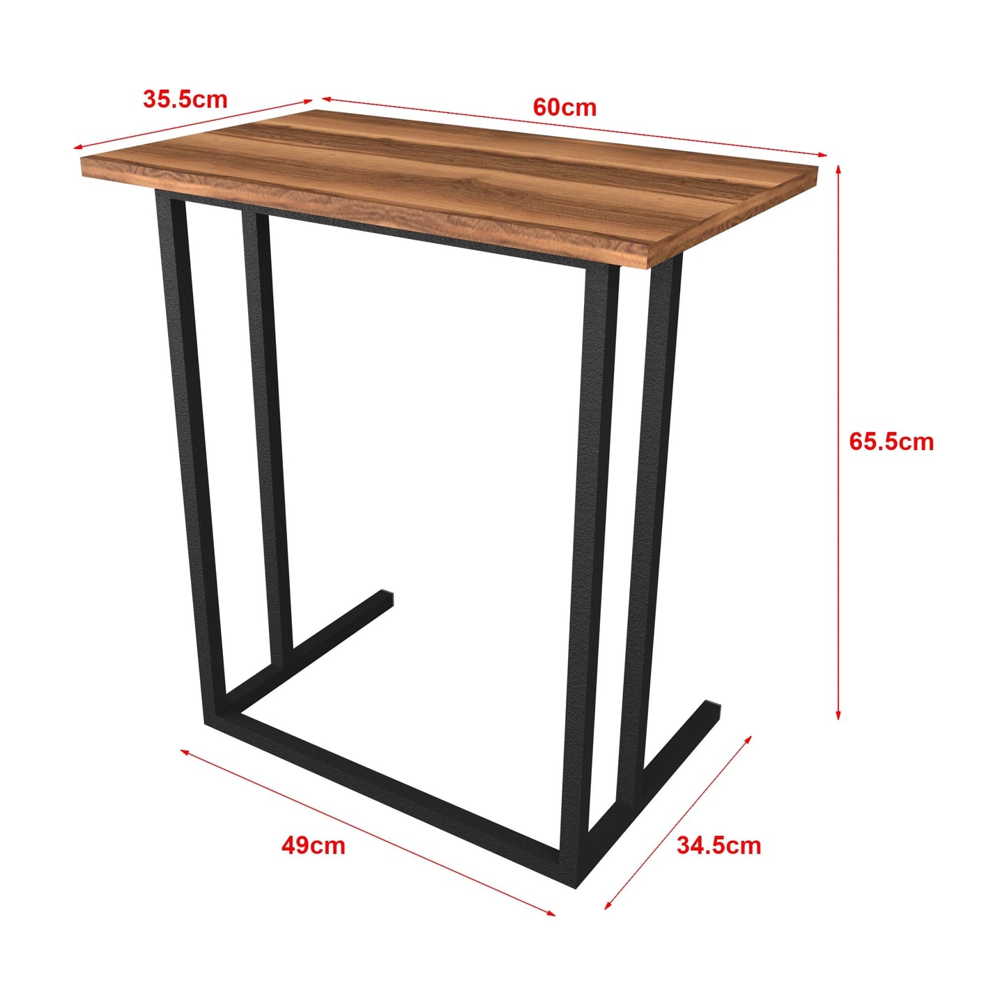 In And OutdoorMatch Bureau Jurre - 65,5x60x35,5 - Zwart en eiken- MDF en Metaal Desk