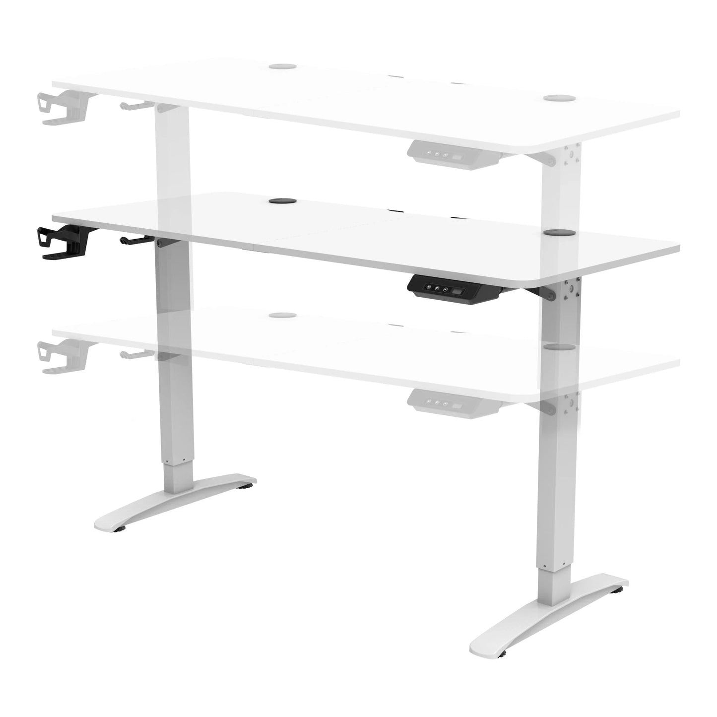 In And OutdoorMatch Bureau Retha - Zit Sta Bureau - Elektrisch In Hoogte Verstelbaar - Wit en Zwart - Spaanplaat en Aluminium - Modern Design Desk