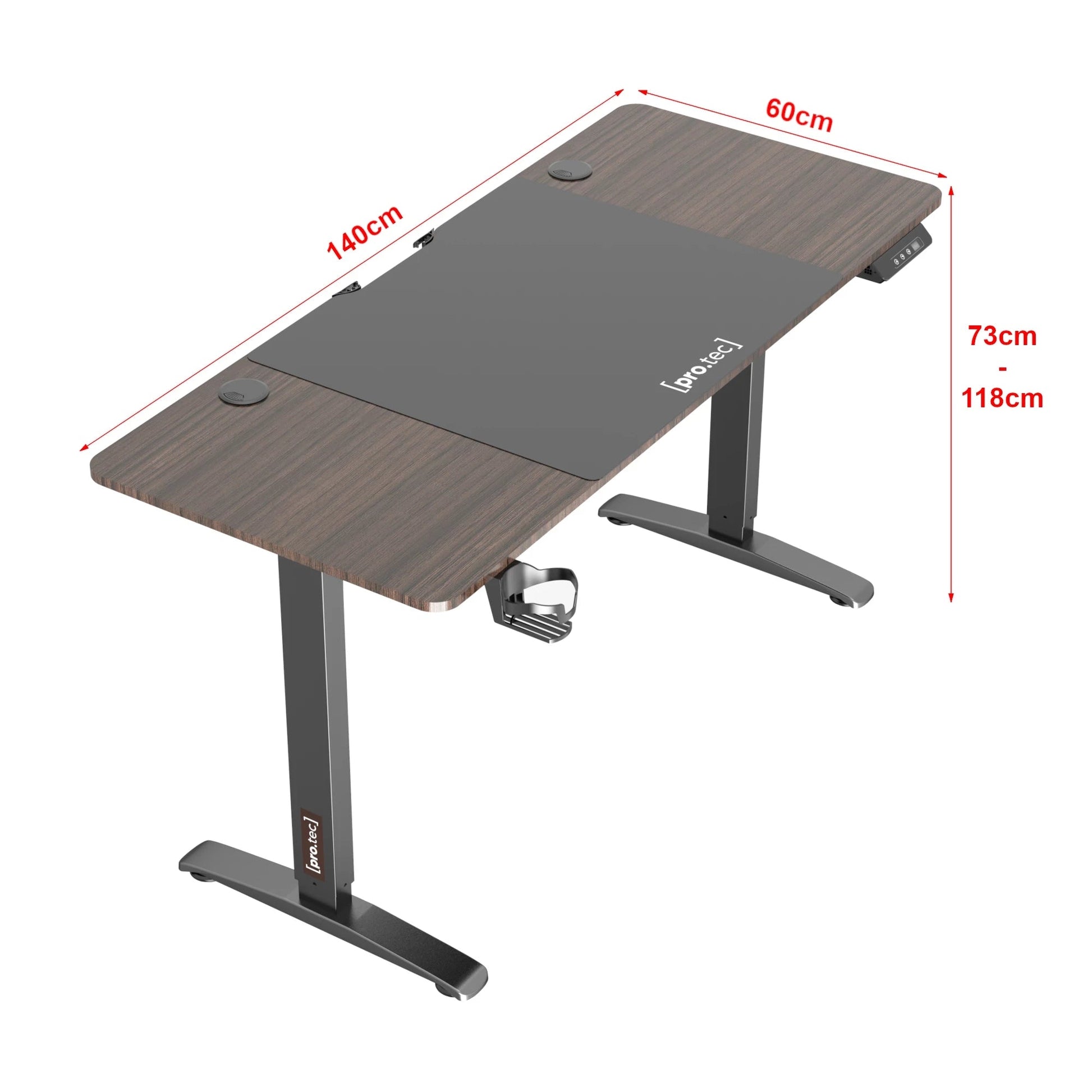 In And OutdoorMatch Bureau Willard - Zit Sta Bureau - Elektrisch In Hoogte Verstelbaar - Walnoot en Zwart - Spaanplaat en Aluminium - Modern Design Desk