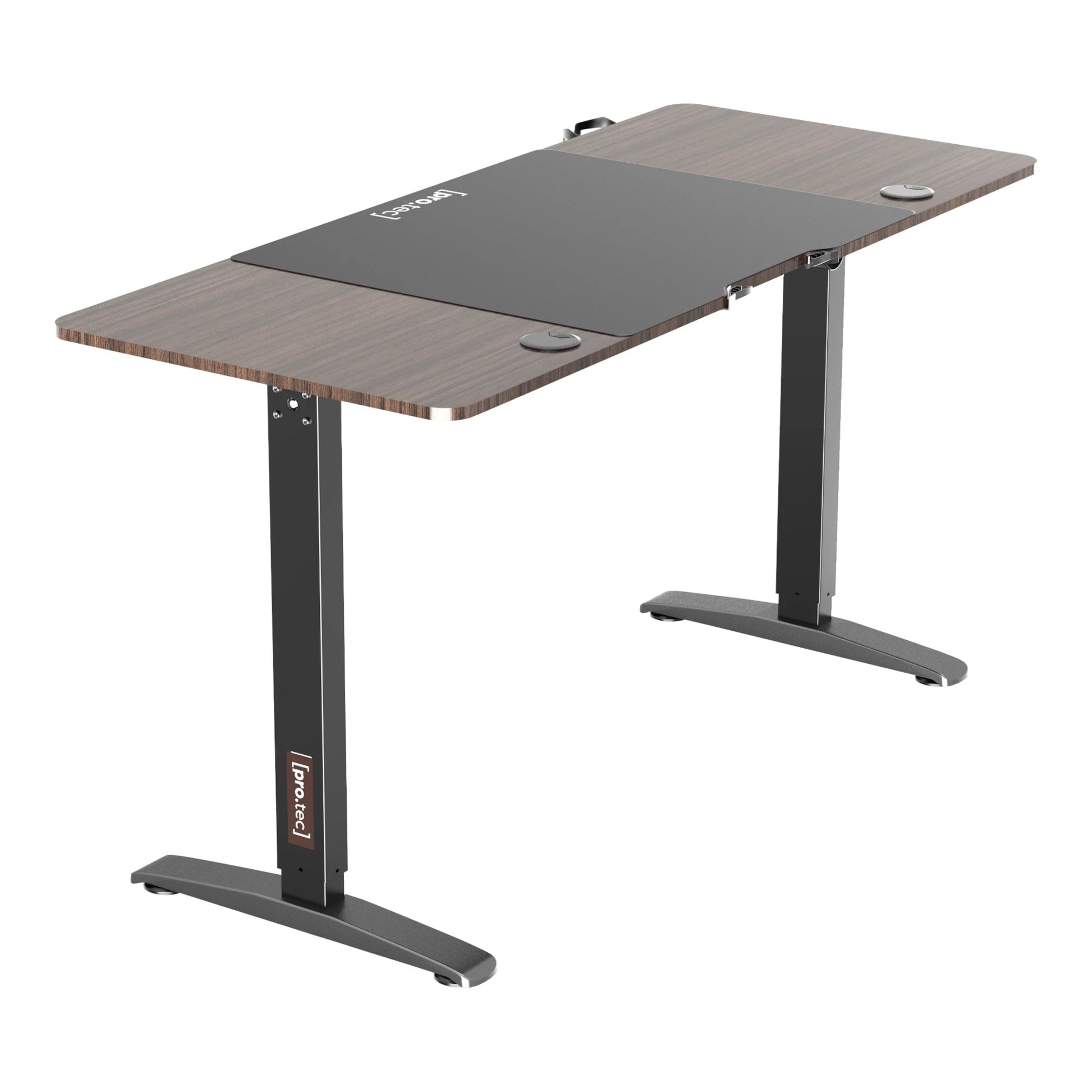 In And OutdoorMatch Bureau Willard - Zit Sta Bureau - Elektrisch In Hoogte Verstelbaar - Walnoot en Zwart - Spaanplaat en Aluminium - Modern Design Desk