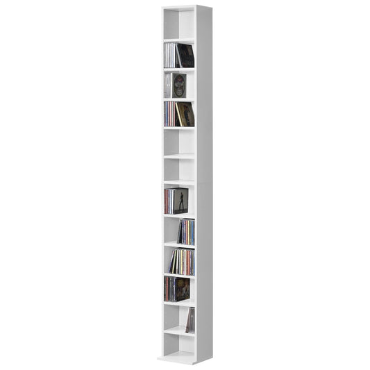 In And OutdoorMatch CD/DVD Kast Compartiment Andreane - Kast - Met 12 Planken - 120x20x20 cm - Wit - Spaanplaat - Modern Design Boekenplank