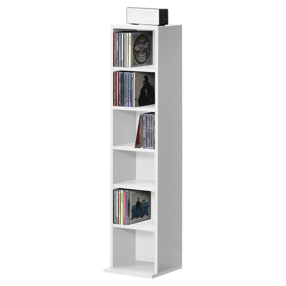 In And OutdoorMatch CD/DVD Kast Compartiment Gage - Kast - Met 6 Planken - 90x20x20 cm - Wit - Spaanplaat - Modern Design Boekenplank