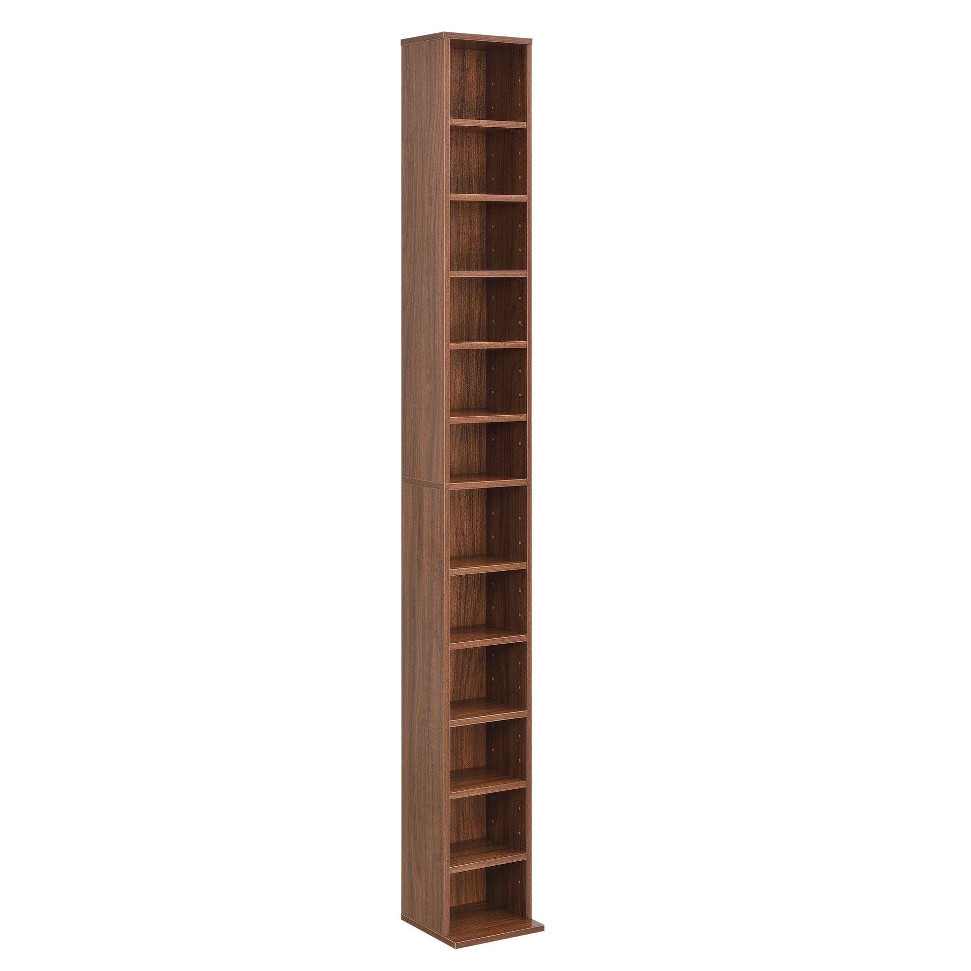 In And OutdoorMatch CD/DVD Kast Compartiment Reed - Kast - Met 12 Planken - 120x20x20 cm - Walnootkleurig - Spaanplaat - Modern Design Boekenplank