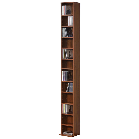 In And OutdoorMatch CD/DVD Kast Compartiment Reed - Kast - Met 12 Planken - 120x20x20 cm - Walnootkleurig - Spaanplaat - Modern Design Boekenplank