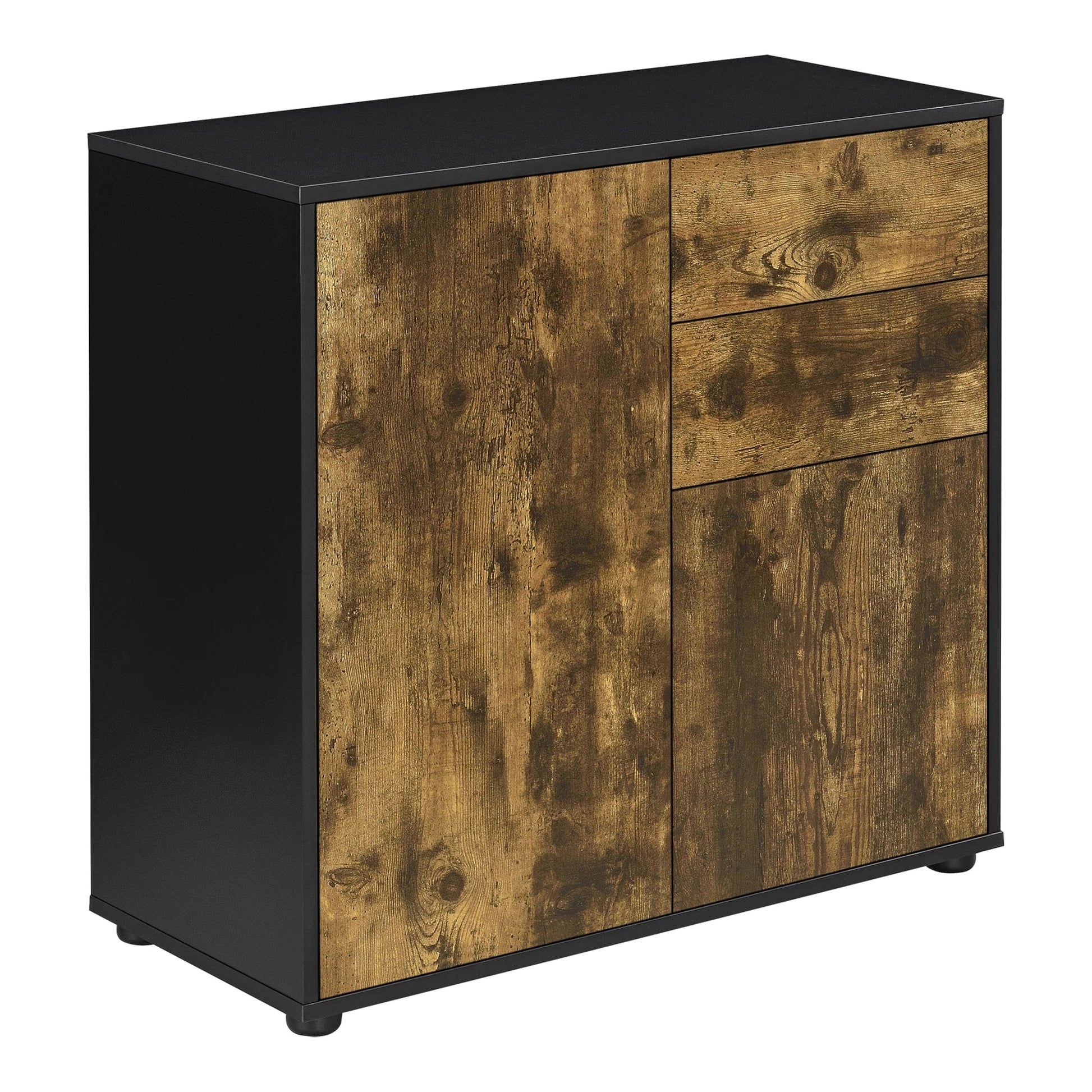 In And OutdoorMatch Commode Drake - Duw en Open - 74x79x36 cm - Zwart en Hout Donker - Spaanplaat - Modern Design Kast