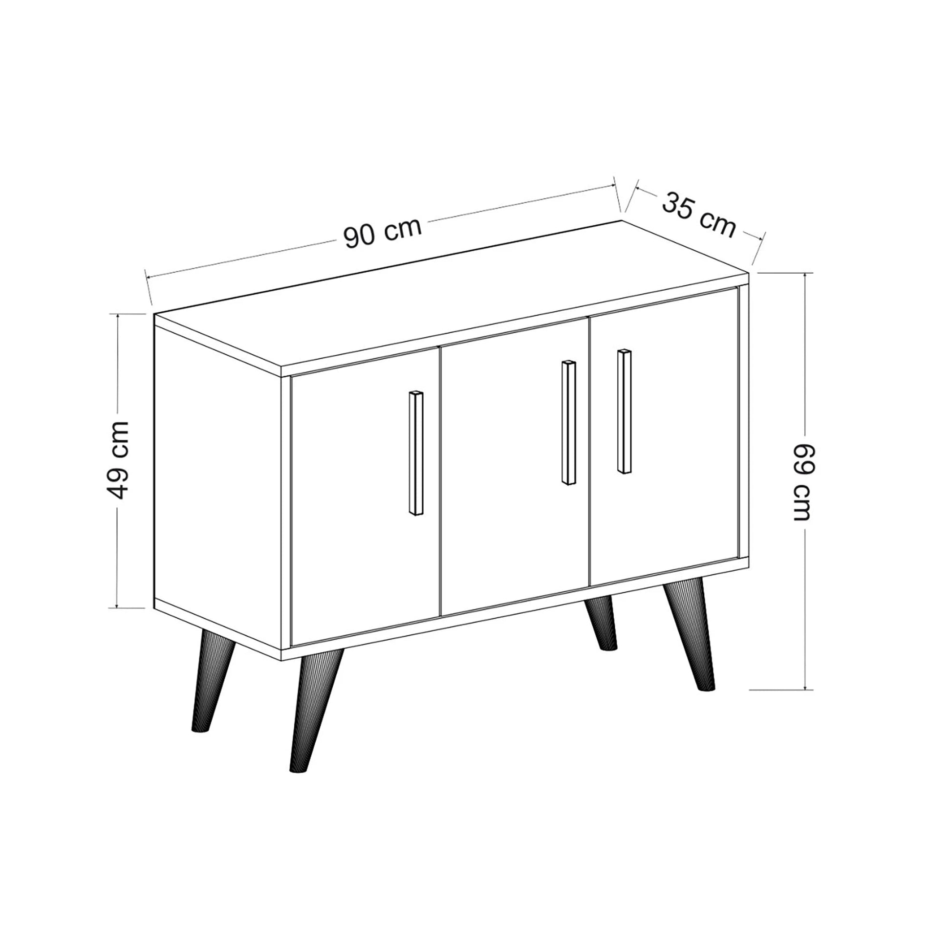 In And OutdoorMatch Commode Remington - 69x90x35 cm - Wit en Zwart - Spaanplaat - Stijlvol Design Bijzetttafel