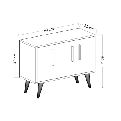 In And OutdoorMatch Commode Remington - 69x90x35 cm - Wit en Zwart - Spaanplaat - Stijlvol Design Bijzetttafel