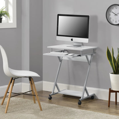 In And OutdoorMatch Computertafel Bonnie - Bureau - Op Wielen - PC Tafel - 60x40x75 cm - Wit - Moderne Look Desk