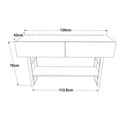 In And OutdoorMatch Consoletafel Filipo - Bijzettafel 139x43x76cm - Houtkleurig en Zwart - Decoratieve Bijzettafel Bijzetttafel