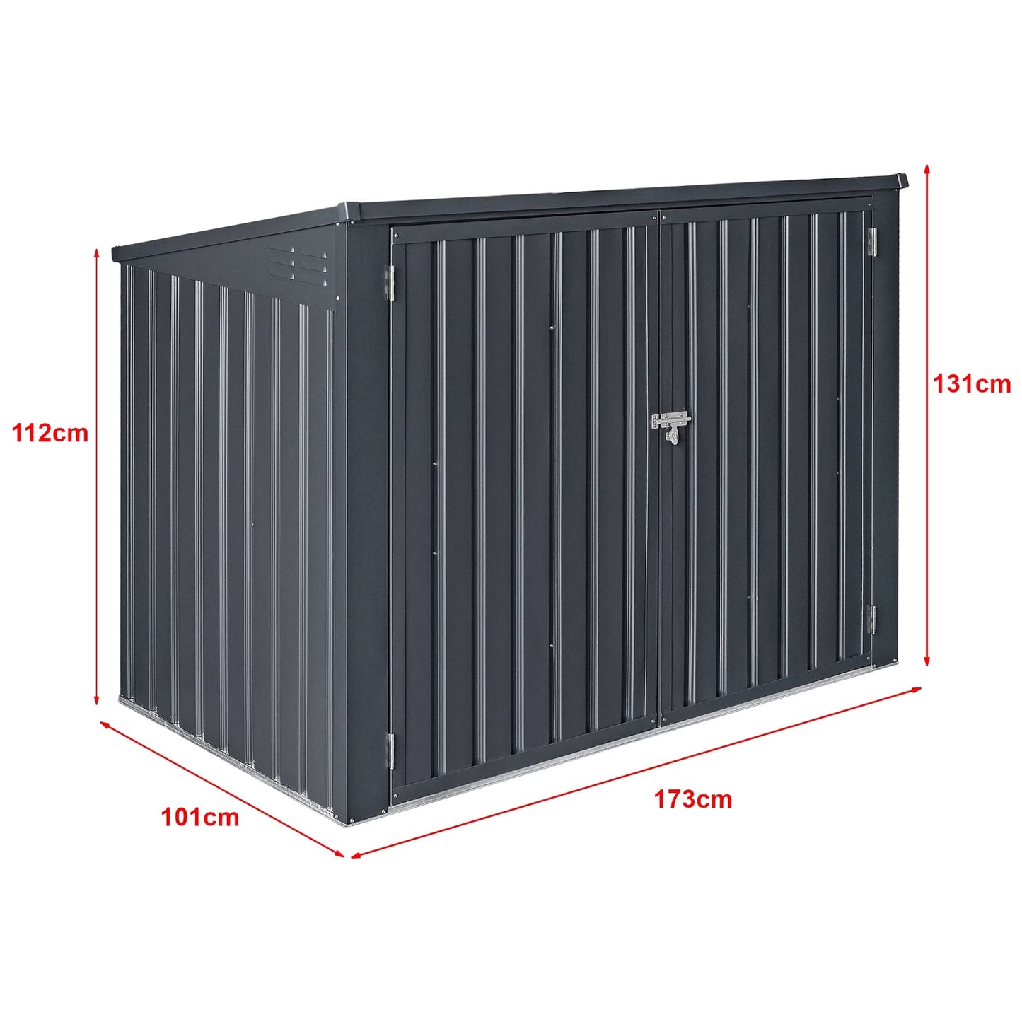 In And OutdoorMatch Container Conversie Xander - Donkergrijs - 112-131x173x101 cm - Staal - Stijlvol design Afvalcontainer