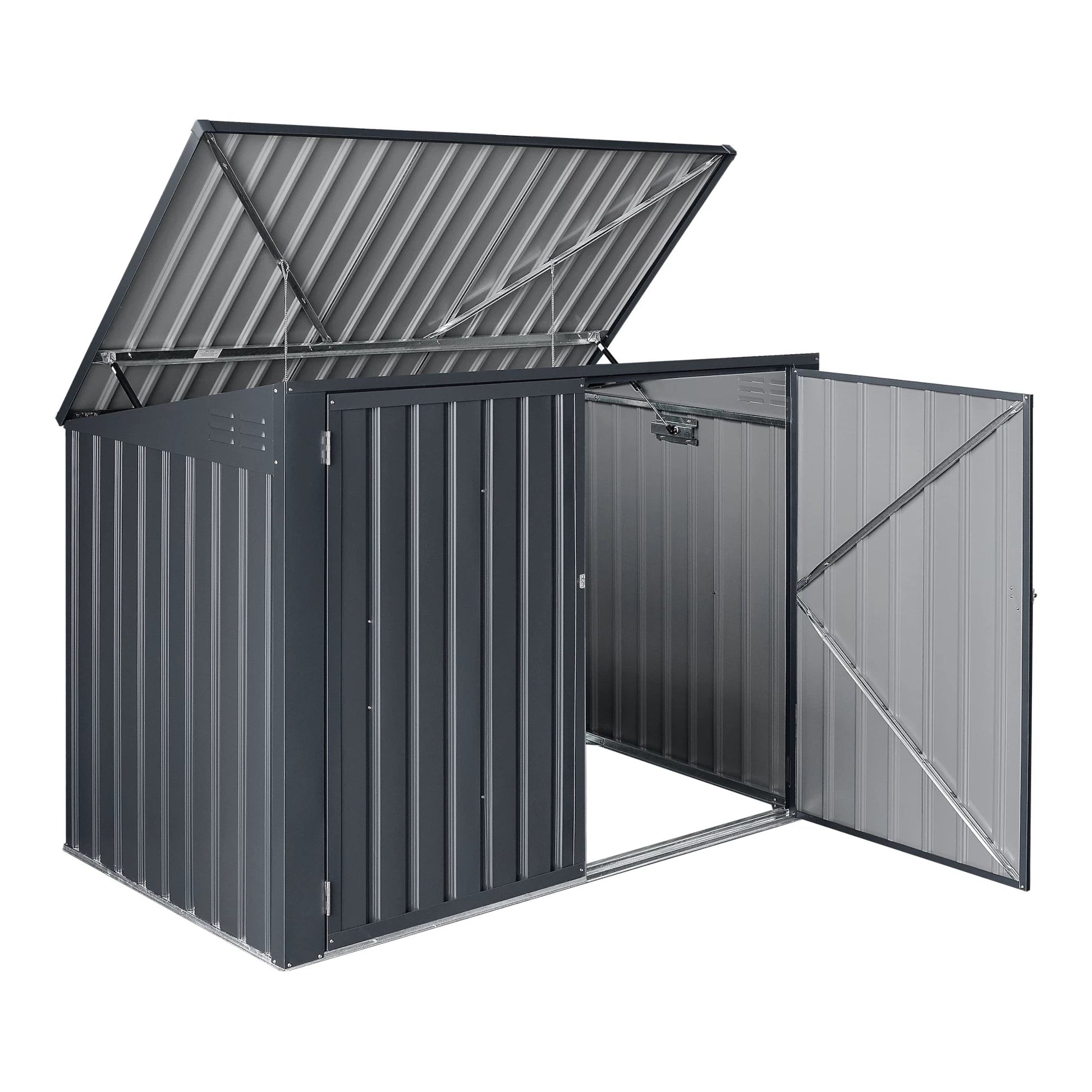 In And OutdoorMatch Container Ombouw Nera - Donkergrijs - 112-131x173x101cm - Weerbestendig - Met Deksel - Staal Verzinkt Opslagruimte