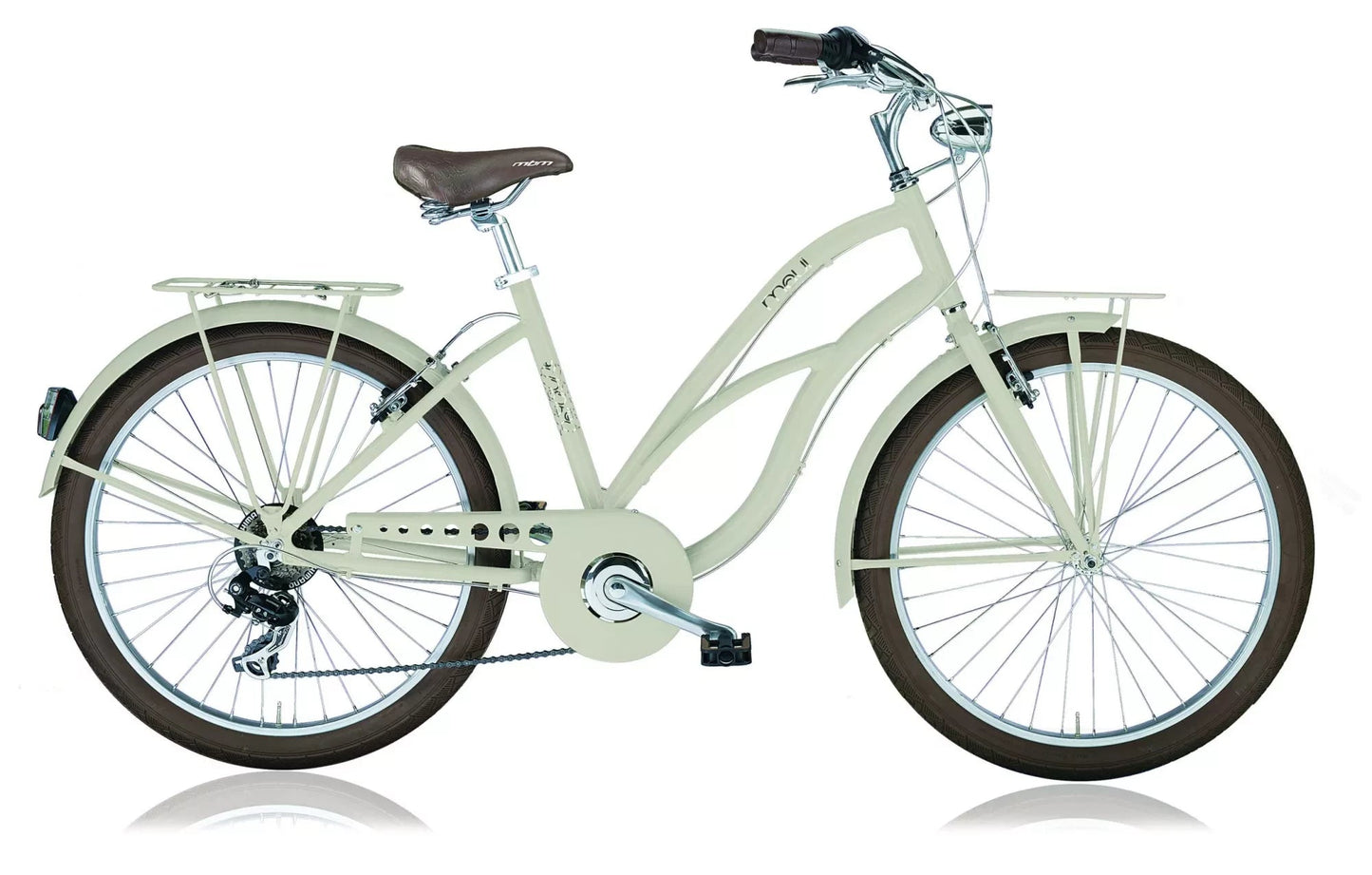 In And OutdoorMatch Damesfiets Cortez - Met 7 versnellingen - Stadsfiets 26 inch - Fietsmand - Framemaat 45cm - V-brakes - Creme Cruisers