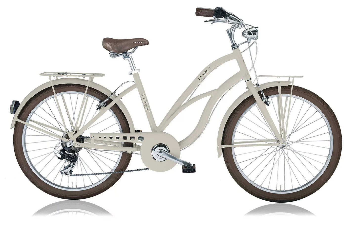 In And OutdoorMatch Damesfiets Cortez - Met 7 versnellingen - Stadsfiets 26 inch - Fietsmand - Framemaat 45cm - V-brakes - Creme Cruisers