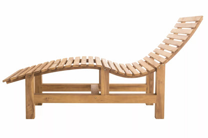 In And OutdoorMatch Designer ligbank Anibal - Brede latjes - Houten bank - Tuinbank - Loungebank buiten - Ligbed Garden Bench