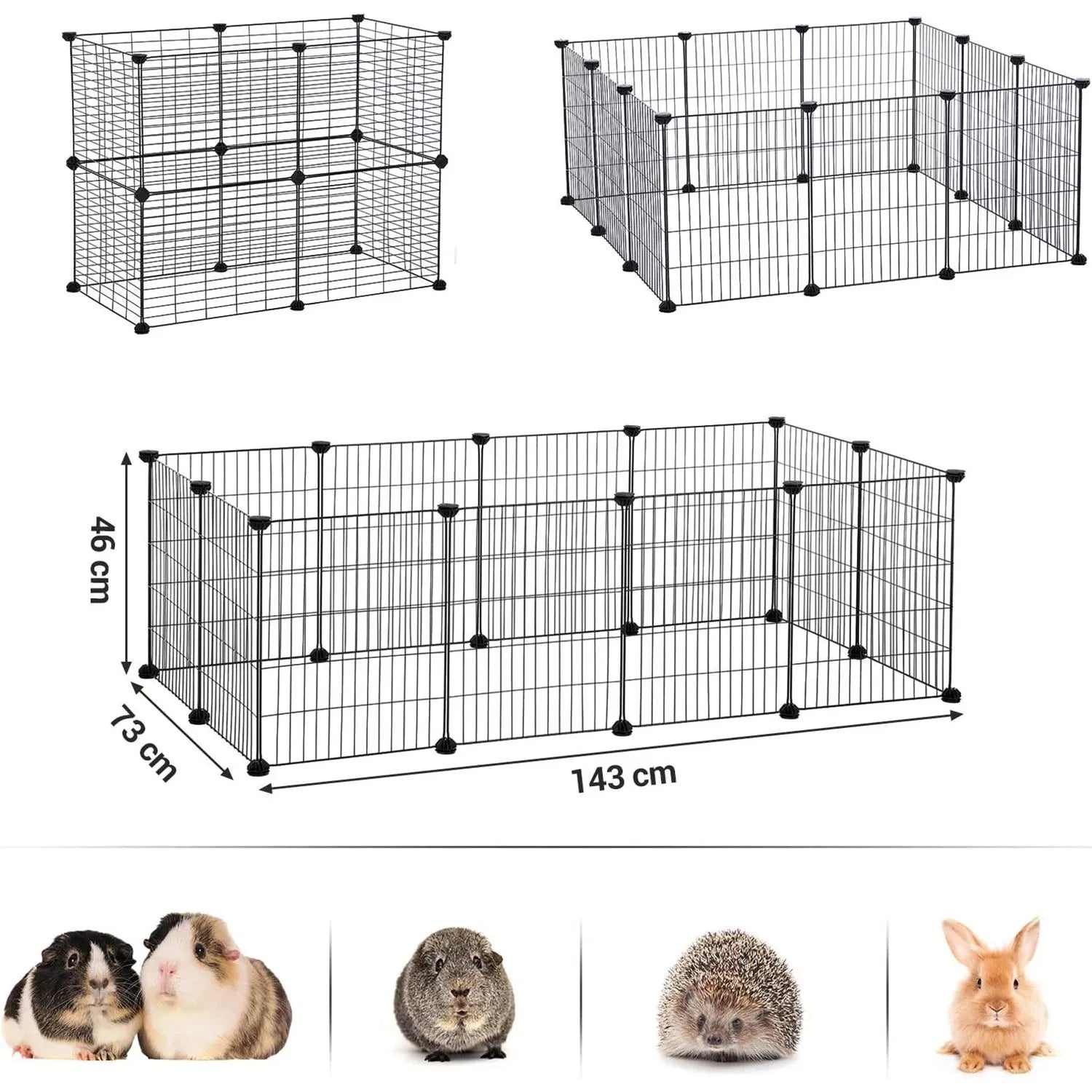 In And OutdoorMatch Dierenren Jacinto - Verstelbaar - Ren - Kippenren - Kattenren - Hondenkrat - Zwart Dierenkooi