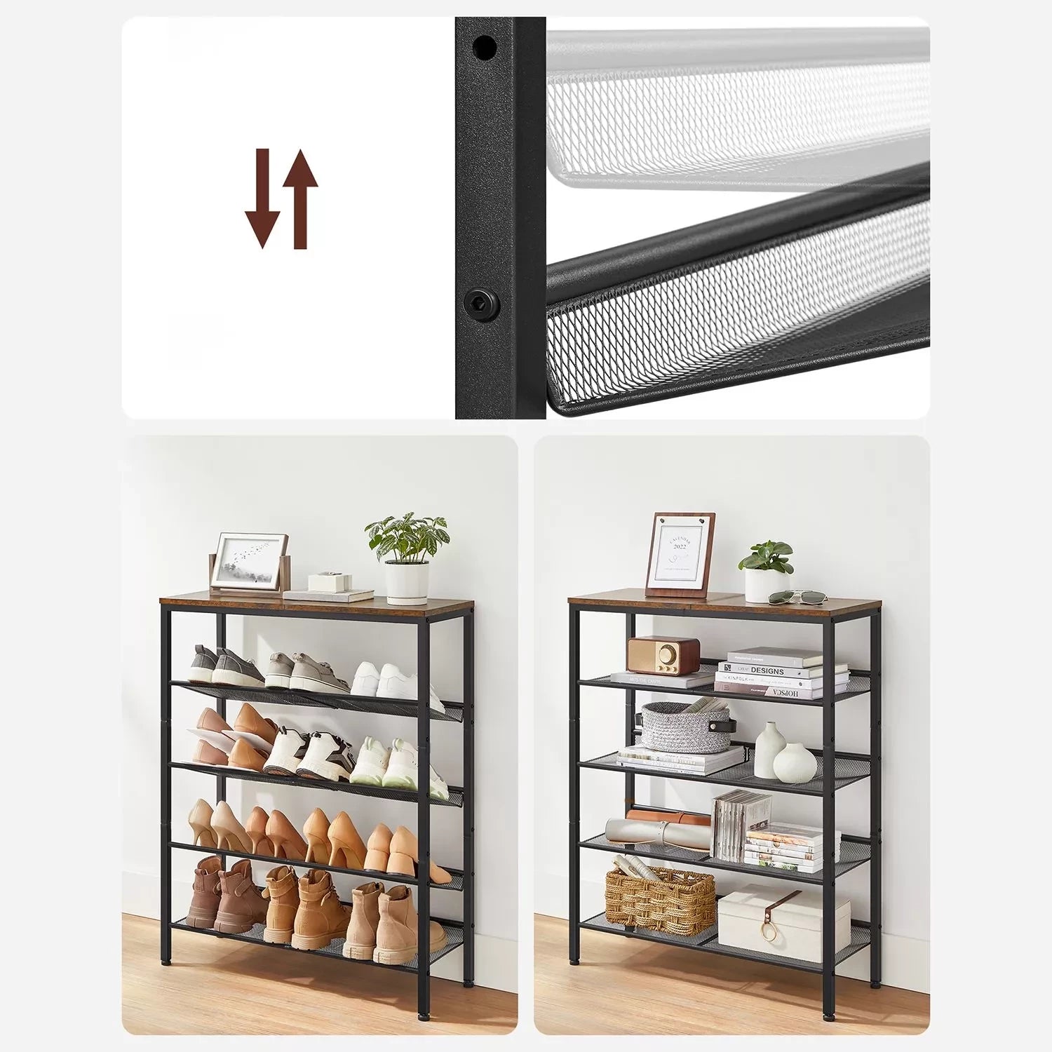 In And OutdoorMatch Dressoir en schoenenkast Otilia - 2 in 1 - Industrieel - Schoenenrek - Consoletafel - Gangtafel - Bijzettafel shoe rack