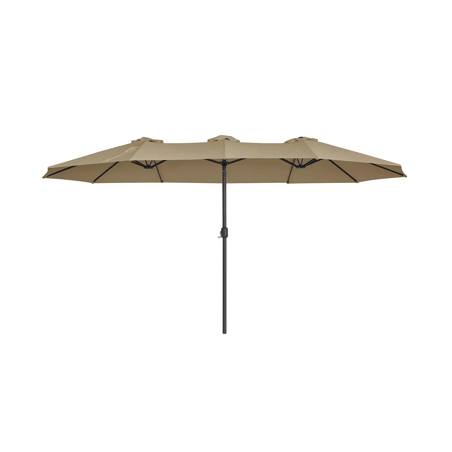 In And OutdoorMatch Dubbele Parasol Ashlynn - 460x270cm - Extra Large - UV-Bescherming tot UPF 50+ - met Zwengel Market - Zonder Standaard - Taupe Sunshade