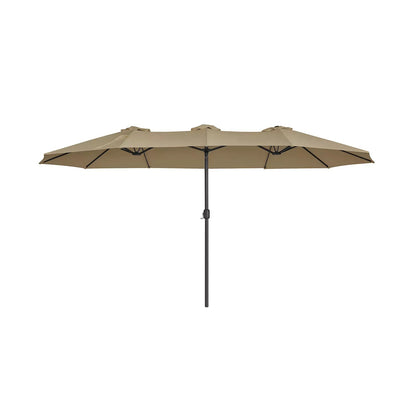 In And OutdoorMatch Dubbele Parasol Ashlynn - 460x270cm - Extra Large - UV-Bescherming tot UPF 50+ - met Zwengel Market - Zonder Standaard - Taupe Sunshade