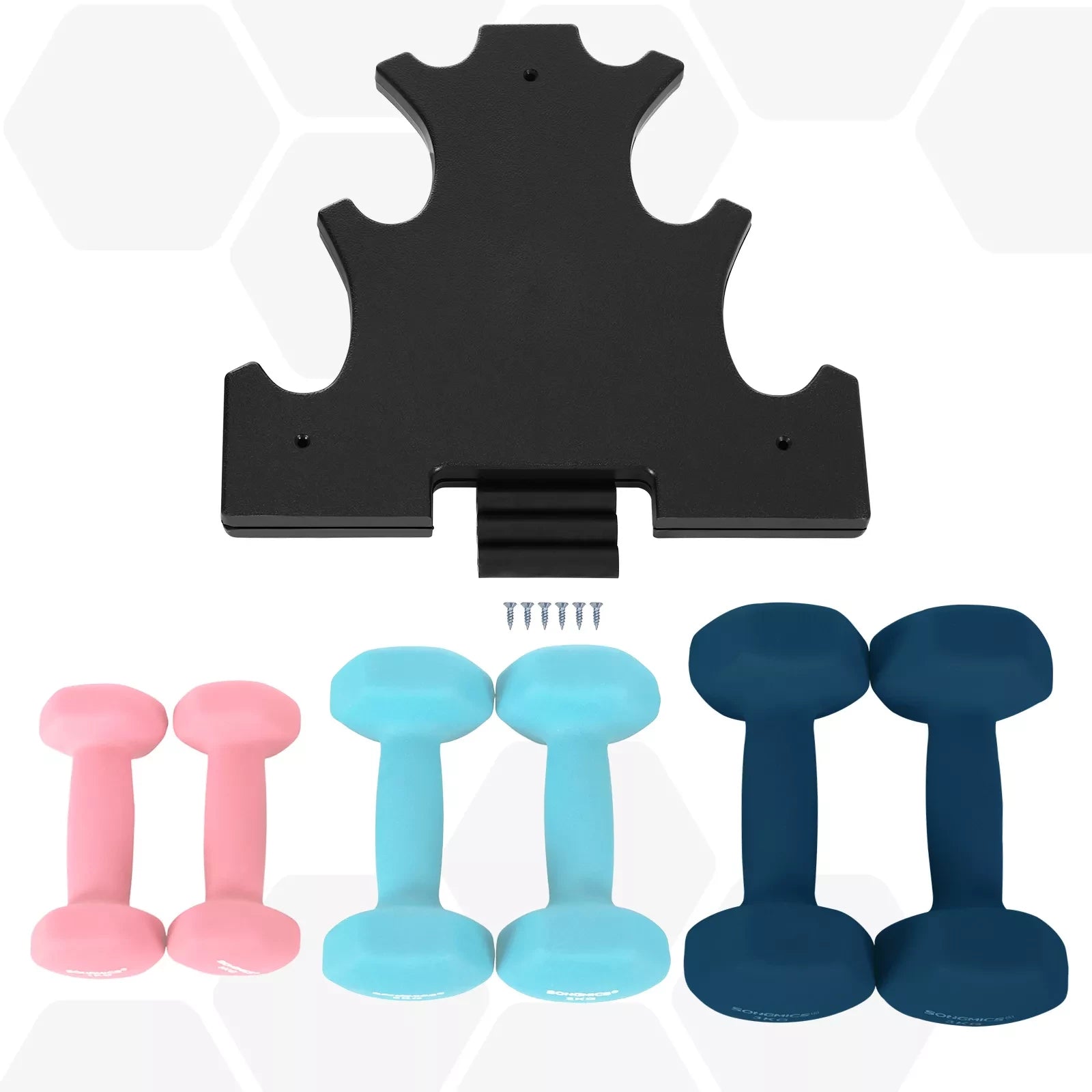 In And OutdoorMatch Dumbbell set Zora - Hexagon - Dumbbell set voor beginners - Gewichten - 2x1kg, 2x2kg, 2x3kg Dumbell set