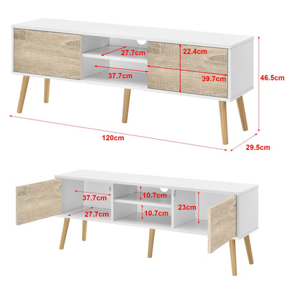 In And OutdoorMatch Earnest-meubel Graca - 120x29,5x46,5 cm - Wit Eiken - Spaanplaat en Hout - Stijlvol design TV cabinet