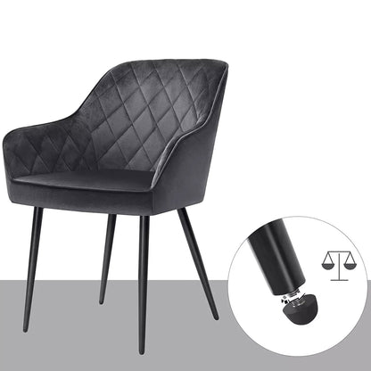 In And OutdoorMatch Eetkamerstoel Adrain - Fauteuil - Met Armleuningen - Zitbreedte 49 cm - Metalen poten - Fluwelen bekleding - Belastbaar tot 110 kg - Grijs Eetkamerstoel