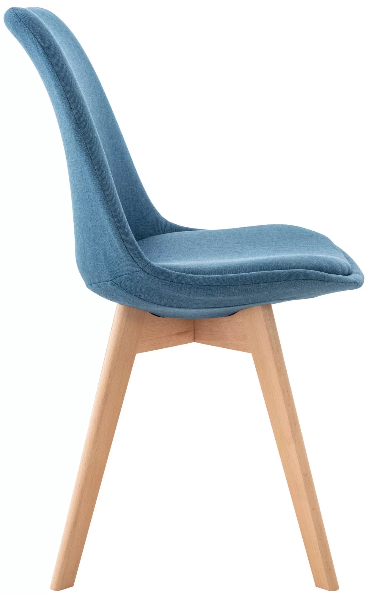 In And OutdoorMatch Eetkamerstoel Arch - Comfortabele Stoel - Gestoffeerde Zitting - Modern Design - Houten Poten - Blauw Eetkamerstoel