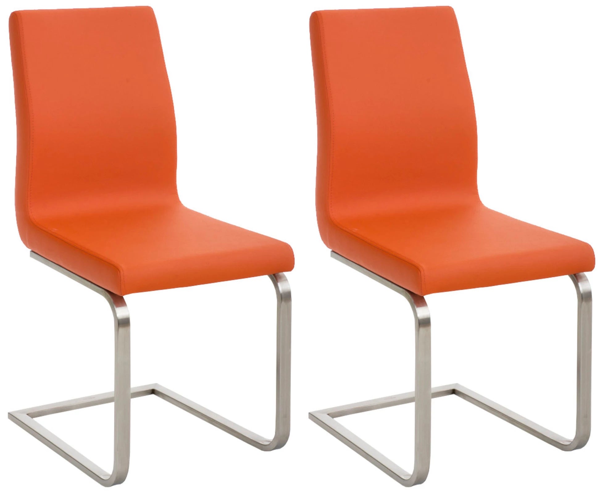 In And OutdoorMatch Eetkamerstoel Maxwell - Oranje - Set van 2 - Kunstleer - Hoogwaardige bekleding - Luxe eetkamerstoelen - Moderne uitstraling Eetkamerstoel