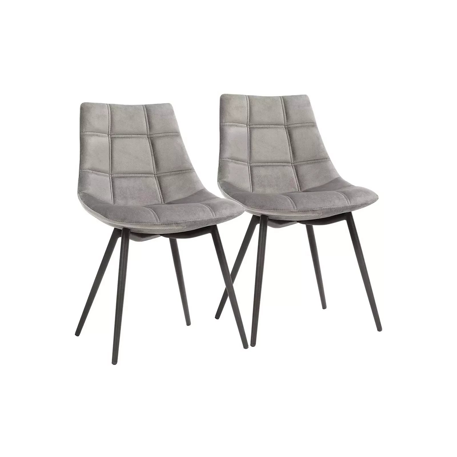 In And OutdoorMatch Eetkamerstoelen Albina - Set van 2 Moderne keukenstoelen - Smooth Velvet Surface - Grijs Eetkamerstoel