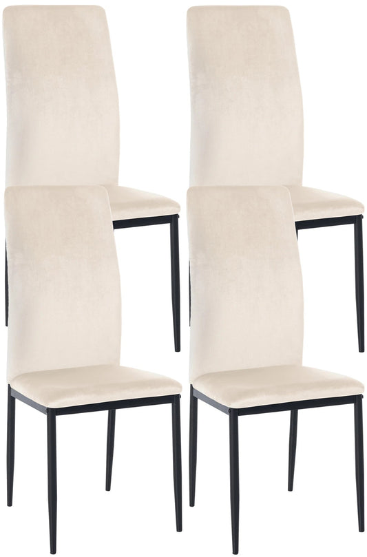 In And OutdoorMatch Eetkamerstoelen Andrina - Crème - Set van 4 - Fluweel - Hoogwaardige bekleding - Luxe eetkamerstoelen - Moderne look Eetkamerstoel