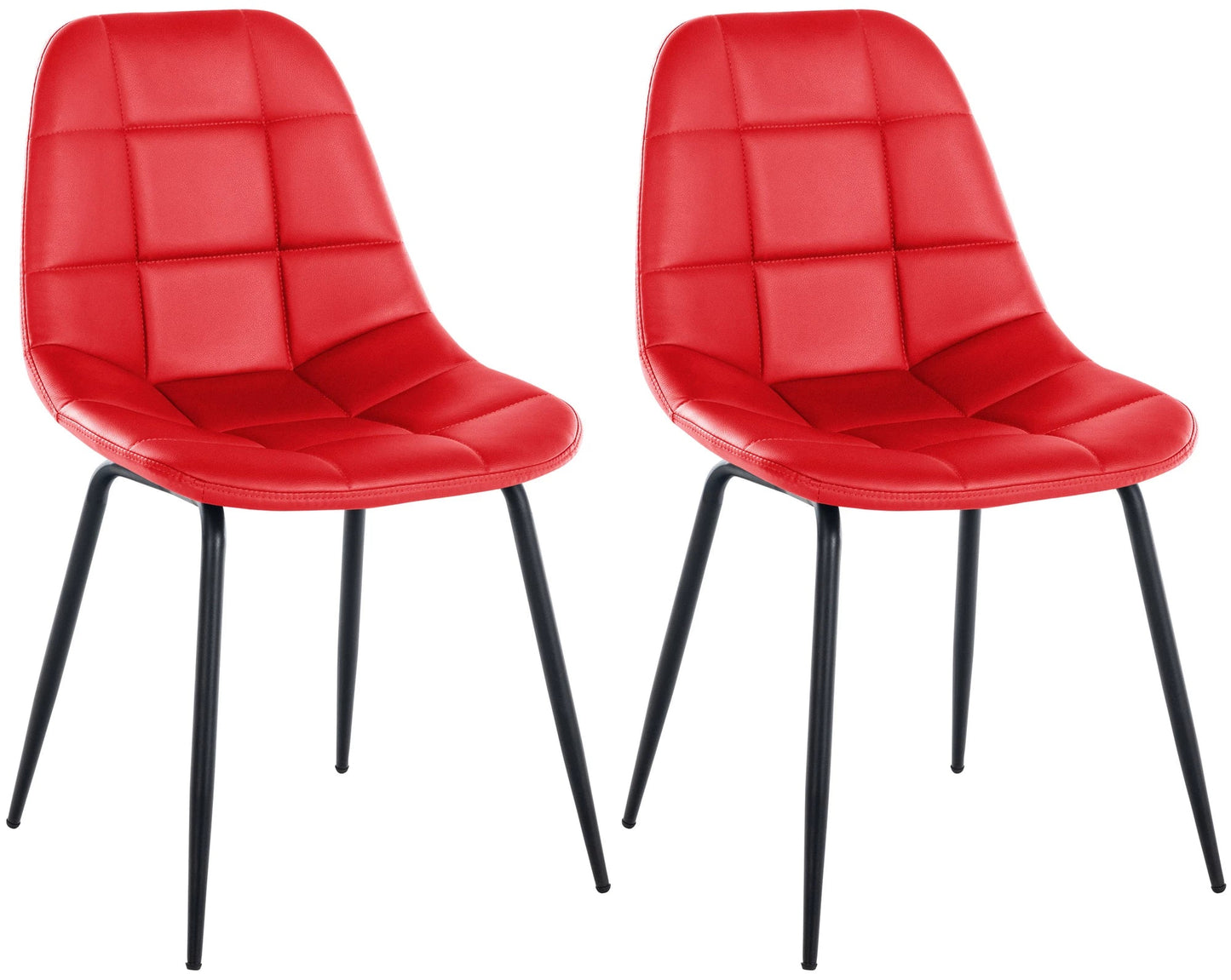 In And OutdoorMatch Eetkamerstoelen Cammie - Rood - Set van 2 - Kunstleer - Hoogwaardige bekleding - Luxe eetkamerstoel - Stijlvolle uitstraling Eetkamerstoel